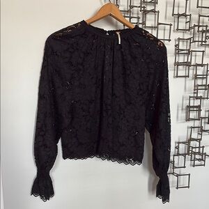 Free People Black Lace Blouse